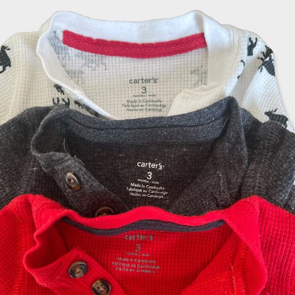 Carter’s Infant Baby 3-Set Long Sleeve Bodysuit Pocket Button Details 3mos - Picture 2 of 4